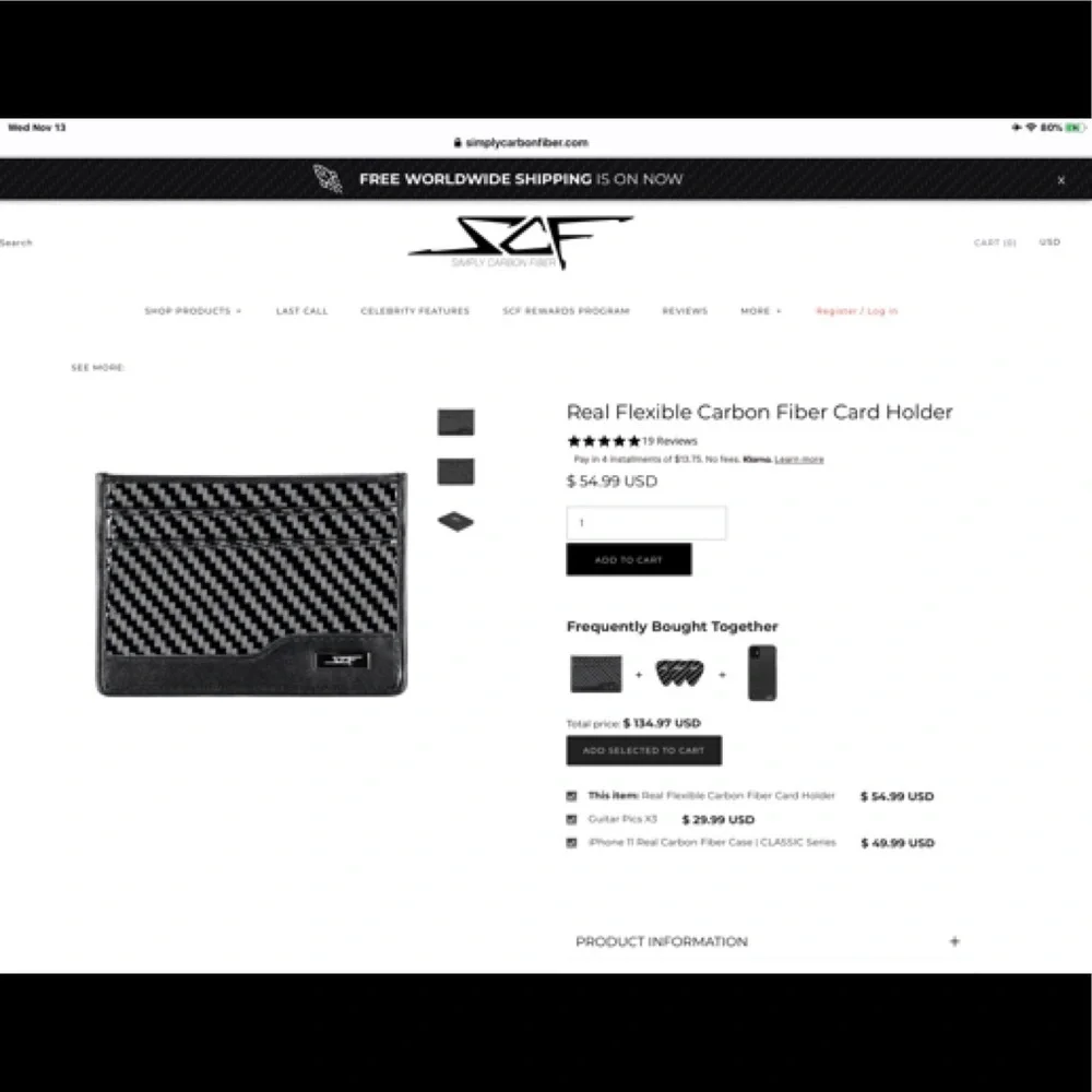 SCF Real Flexible Carbon Fiber Card Holder